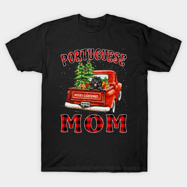 Christmas Portuguese Mom Santa Hat Truck Tree Plaid Dog Mom Christmas T-Shirt by intelus